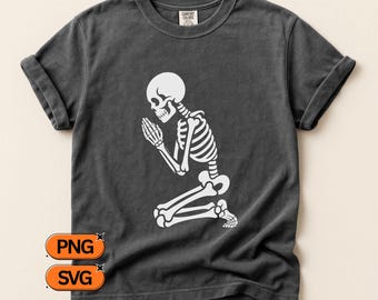 祈る骸骨のSVG PNG、ミニマルなグラフィティスケルトンデザイン、アーバンストリートエンブレムクリップアート、ひざまずいて祈る骨のグラフィックファイル