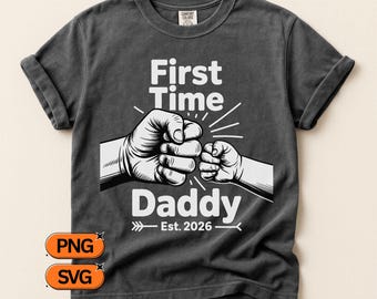 Première fois papa est 2026 PNG faire-part de la paternité Sublimation main poing bosse Design nouveau papa grossesse révèlent graphique futur père