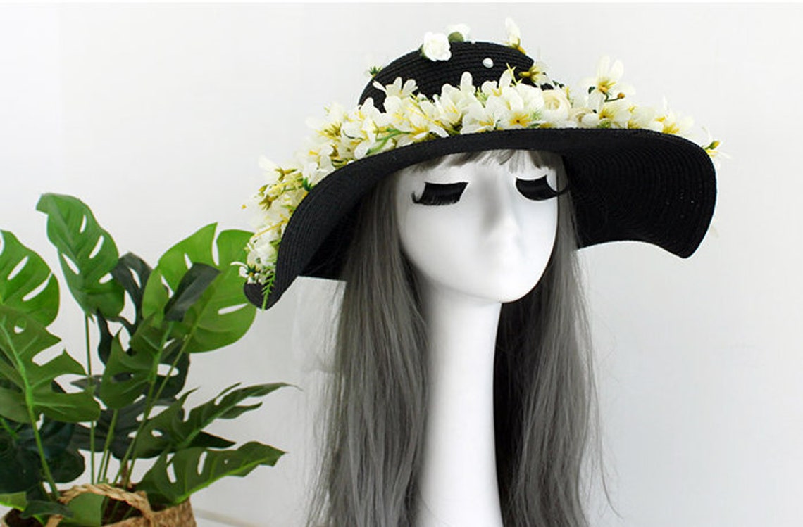 Flower Straw Sun Hat Floral Flowers Decor Straw Hat Summer Etsy