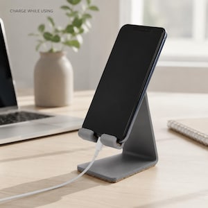 Support .stl file for mobile, cell phone, smartphone, phone. Mobile stand on table to print it yourself in 3D