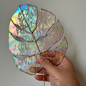 Stained Glass suncatcher, Monstera Leaf, Birthday Gift, ready to ship