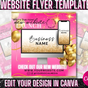 Website Launching Flyer, Site Launch Flyer, Boutique Flyer, Social Media Flyer, Canva Editable, Premade DIY Business Flyer Design