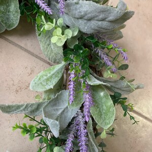 Lavender and Lambs Ear Wreath,Farmhouse Wreath,Summer Wreath,All Year Wreath. Gift Wreath. Greenery Wreath. Front Door Wreath. Wreath image 3