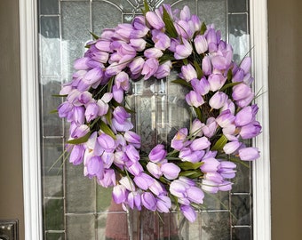 Easter Wreath. Tulips Wreath, Tulips Wreath For Front Door, Easter Door Wreath, Spring Wreath for Front Door