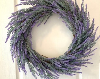 Spring Summer Lavender Wreath, Farmhouse Wreaths Lavender, Lavender Wreath for Front Door, Purple, Lavender Wreath, gift for her