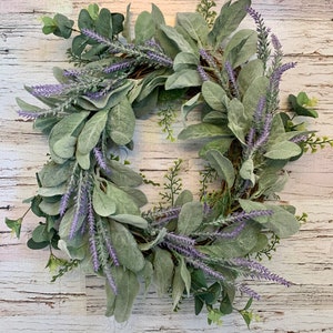 Lavender and Lambs Ear Wreath,Farmhouse Wreath,Summer Wreath,All Year Wreath. Gift Wreath. Greenery Wreath. Front Door Wreath. Wreath image 4