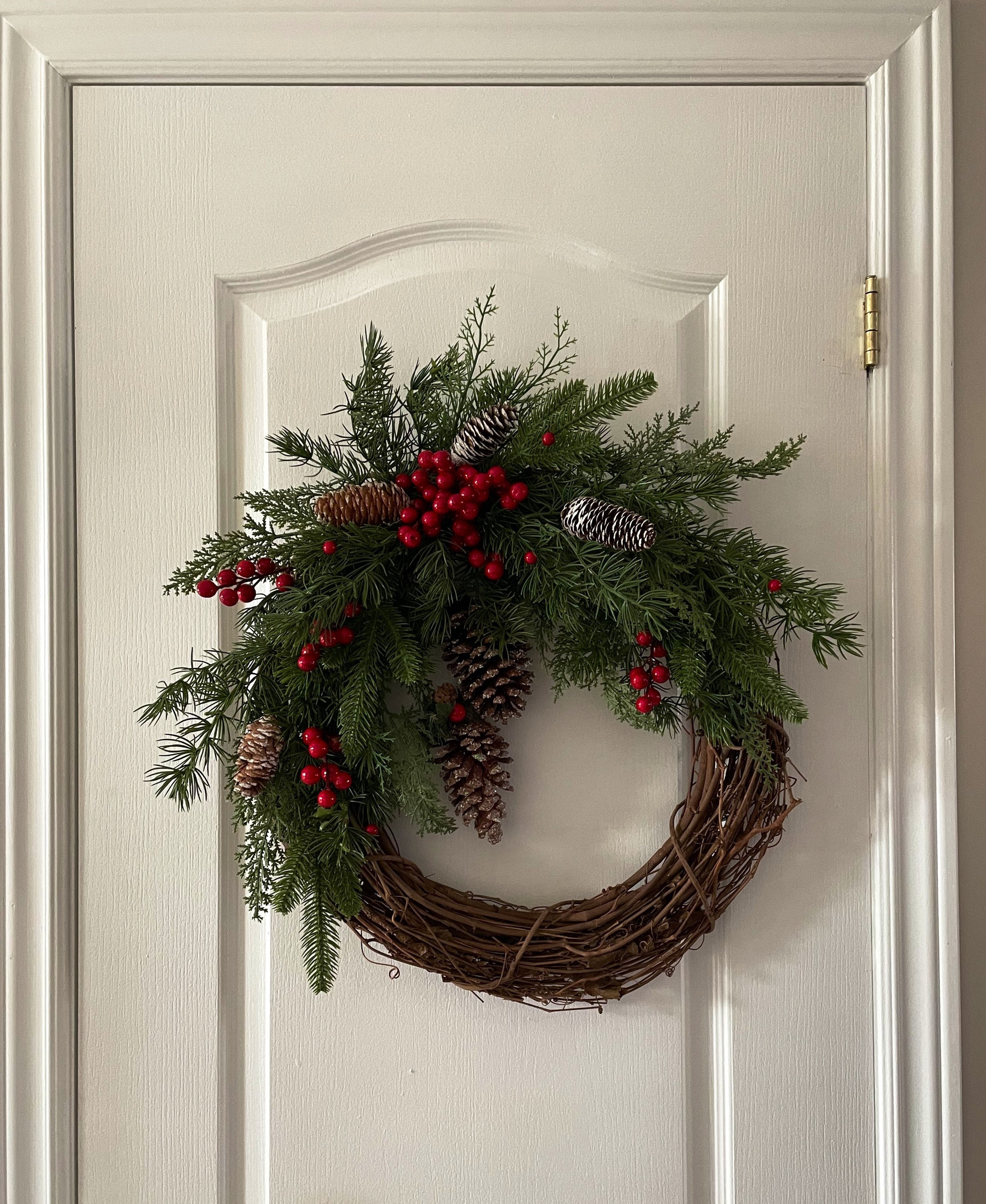 Christmas Front Door Wreath. Faux Evergreen Wreath. Rustic Wreath ...