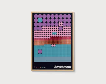 Mokum — The City of Amsterdam (color)— Art print, Data Visualisation Poster, Minimalist Art Print