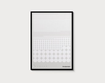 Mokum — The city of Amsterdam (White) — Art print, Data Visualisation Poster, Minimalist, Modernism