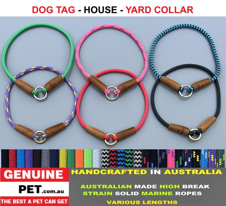 Dog Tag Collar House Yard Collars Double Braid Marine Rope Etsy