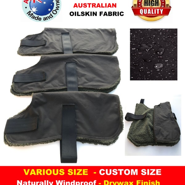 Oilskin Dog Coats Jacket Rug Waterproof Winter Sherpa Fur Lined AUSTRALIAN MADE