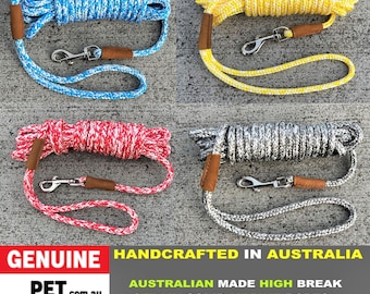 AUSTRALIAN MADE Genuine Pet Long Line Training Recall Dog Clip Leads Leash Soft Rope