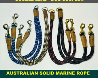 Double Lead Dog Coupler Two Way Lead Solid Rope Heavy Duty AUSTRALIAN HANDMADE