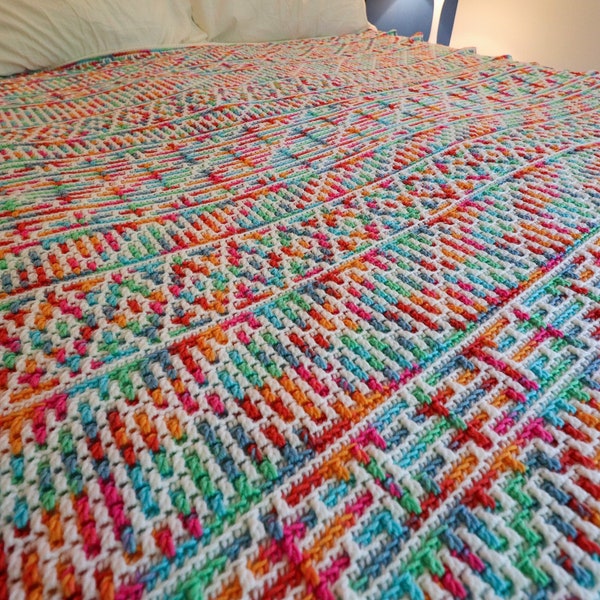 Sueños psicodélicos - Patrón de crochet de mosaico superpuesto - Gráficos y patrón escrito