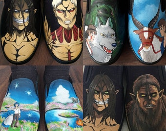 Gepersonaliseerd ontwerp aangepaste unieke handgeschilderde canvas unisex slip op schoenen