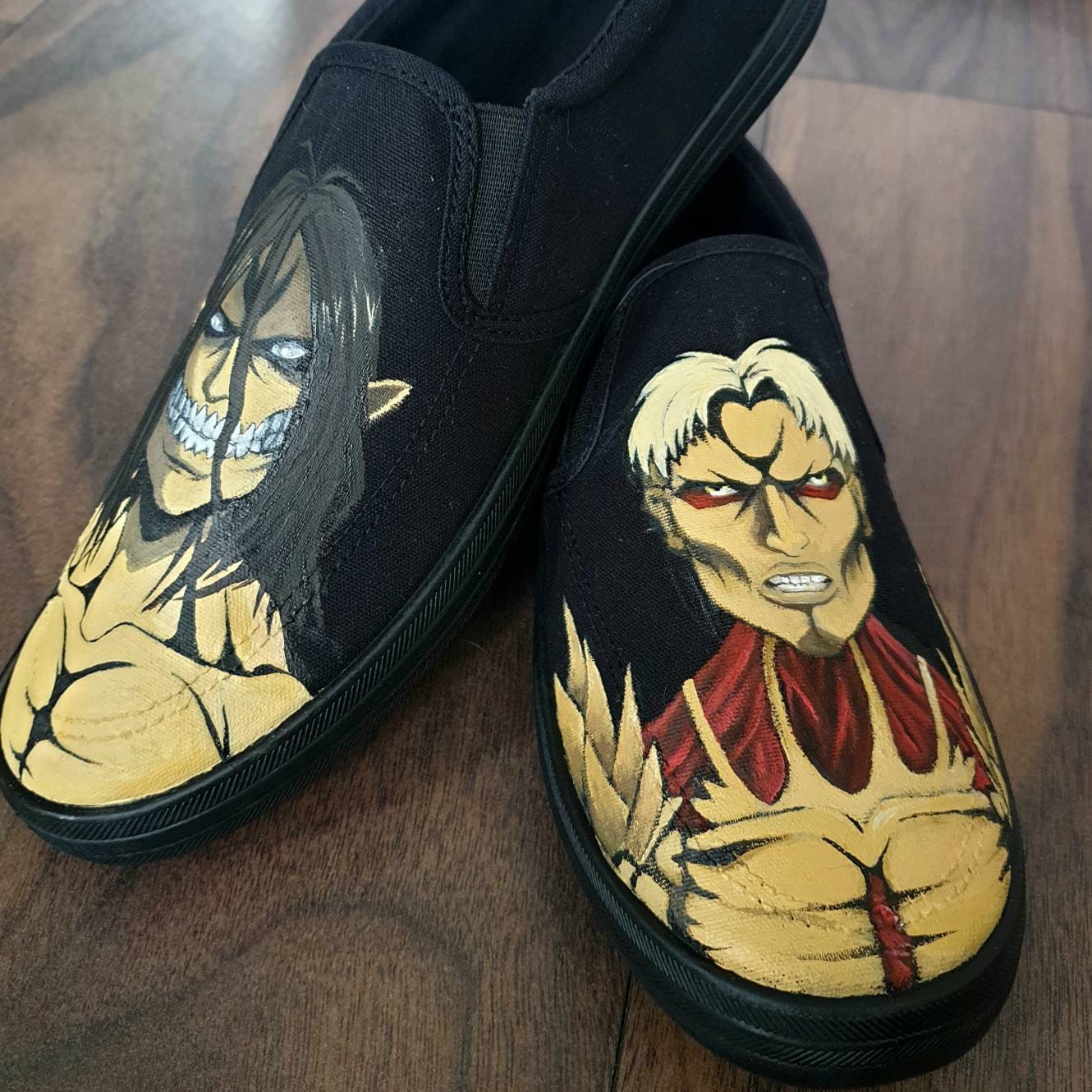 Attack on Titan customisable Painted Slip on Shoes Eren | Etsy