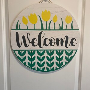 Welcome Spring Large Round Door Hanger 18”