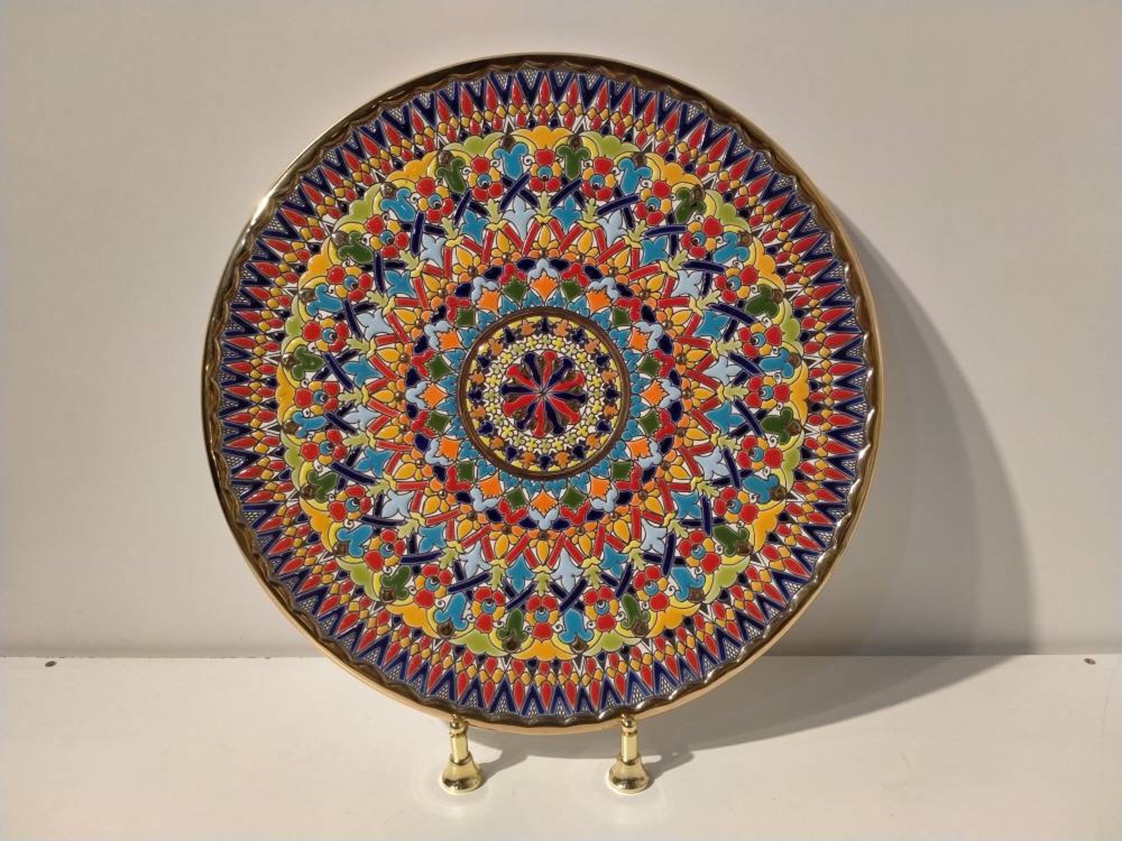 Ceramic plate handmade in Seville Spain. Hand painted with Etsy