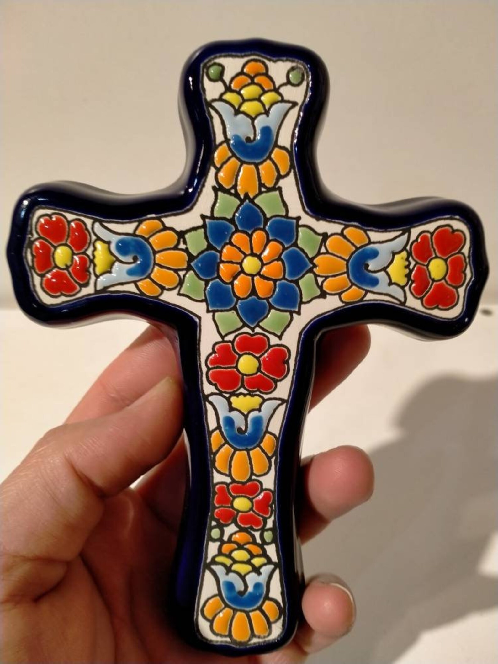 Cross ceramic cross Cruz de cerámica Handpainted Cross Etsy