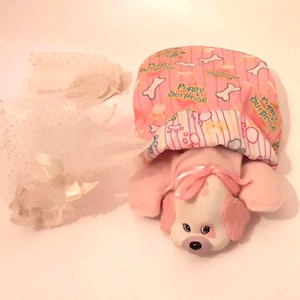 Puppy Surprise Pink Dog with Bridal Outfit and Sleeping Bag Hasbro Vintage 90s