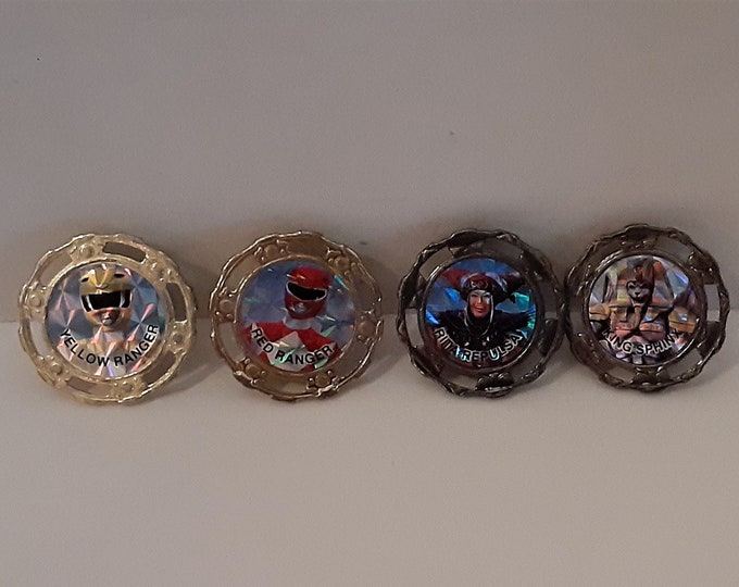 Mighty Morphin Power Rangers Spin Fighters Die-cast Metal Top Toys Set ...