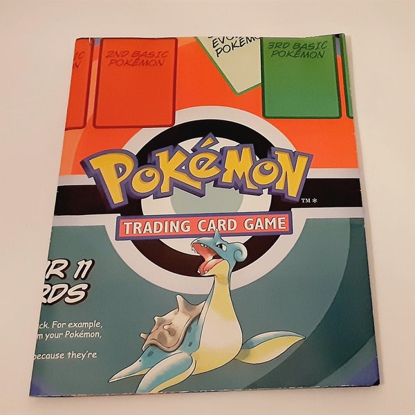 Pokemon Trading Card Game TCG Double Sided Poster Deck Construction Guide Fossil KB Toys 1999