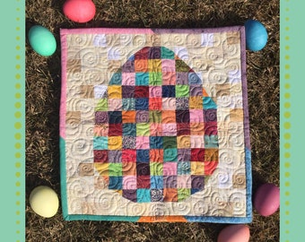 Easter Egg Mini Quilt Pattern: Easy Scrappy Design (PDF)