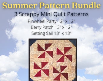 Easy Summer Mini Quilt Patterns Bundle PDF Scrappy Quilt Patterns Summer Quilt Patterns Wall Quilt Patterns Beginner Quilt Patterns