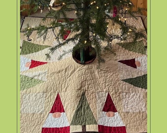 Balsam Gnomes Tree Skirt Pattern Easy Beginners Quilt Pattern PDF Gnome Quilt Pattern Christmas Tree Skirt Farmhouse Tree Quilt Pattern