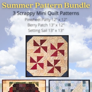 Easy Summer Mini Quilt Patterns Bundle PDF Scrappy Quilt Patterns Summer Quilt Patterns Wall Quilt Patterns Beginner Quilt Patterns image 1