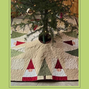 Balsam Gnomes Tree Skirt Pattern Easy Beginners Quilt Pattern PDF Gnome Quilt Pattern Christmas Tree Skirt Farmhouse Tree Quilt Pattern