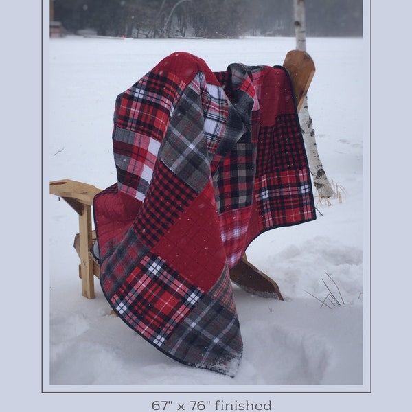 Lumberjack Quilt Pattern Easy Beginner PDF Flannel Quilt Pattern Buffalo Plaid Quilt Pattern Farmhouse Quilt Pattern Red and Black Quilt