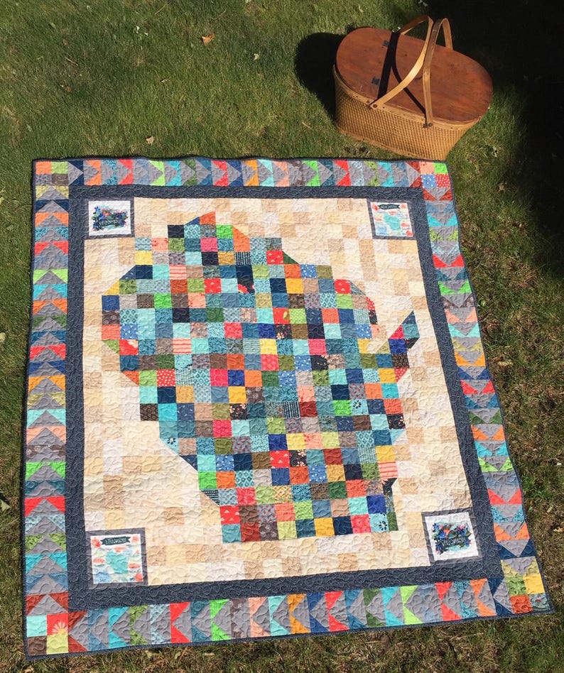 Quilt Pattern MEANDERING WISCONSIN PDF Easy Beginner Scrappy Patchwork
