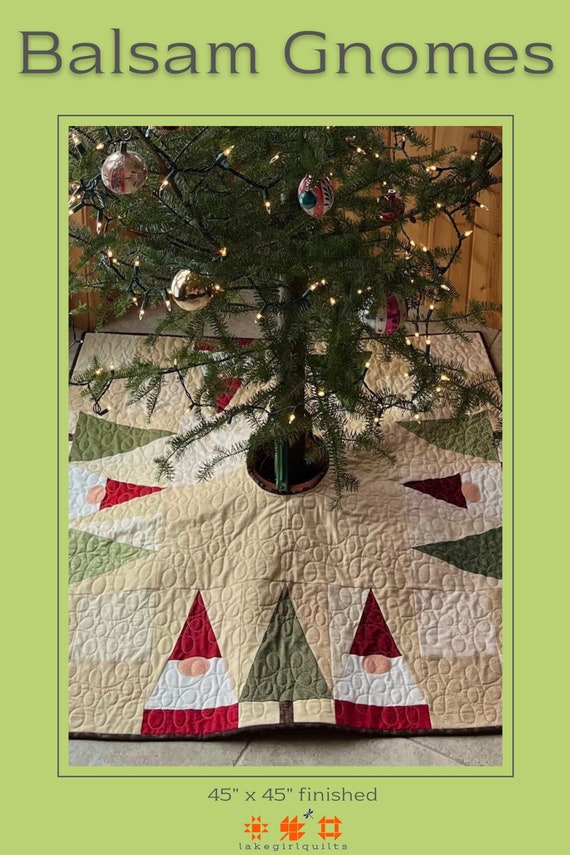 Balsam Gnomes Quilted Christmas Tree Skirt Pattern (PDF)