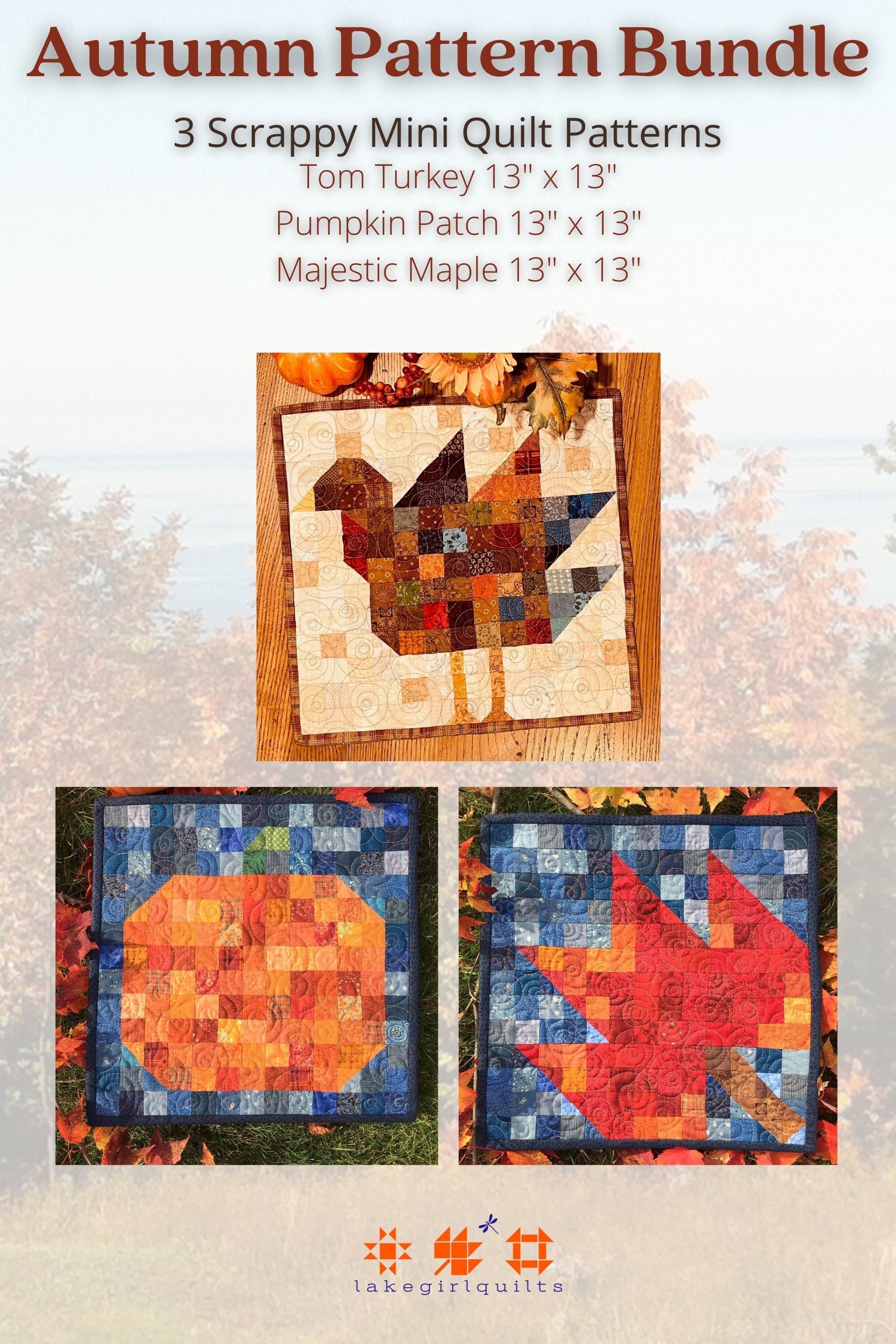 Easy Autumn Mini Quilt Patterns PDF Turkey Thanksgiving Quilt - Etsy