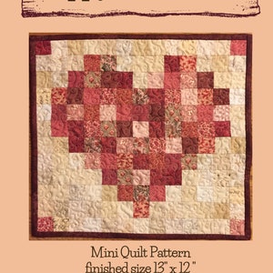 Quilt Pattern HAPPY HEART Mini PDF Valentine&#39;s Day Quilt Easy Beginner Quilt Pattern Wall Quilt Pattern Scrappy Patchwork Quilt Pattern