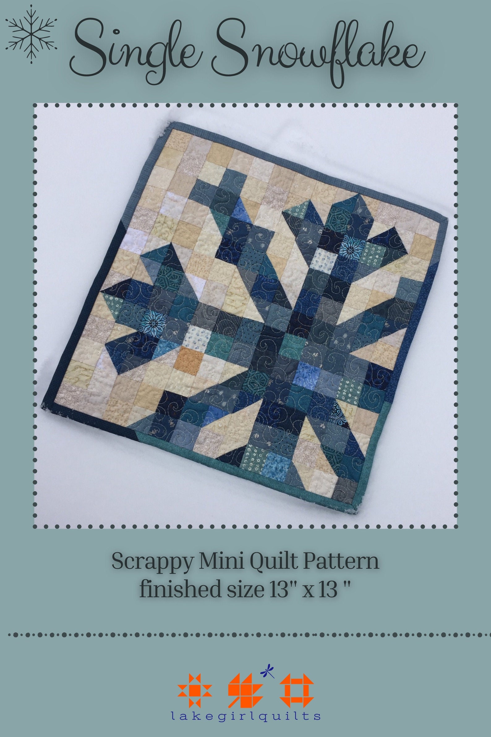 Simple Snowflake Mini Quilt Pattern PDF Winter Quilt Pattern Etsy