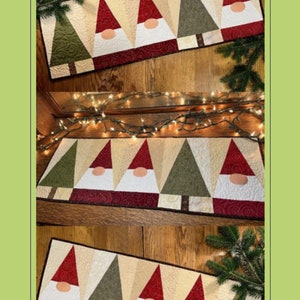 Gnome Table Runner Quilt Pattern: Easy Christmas Farmhouse (PDF)