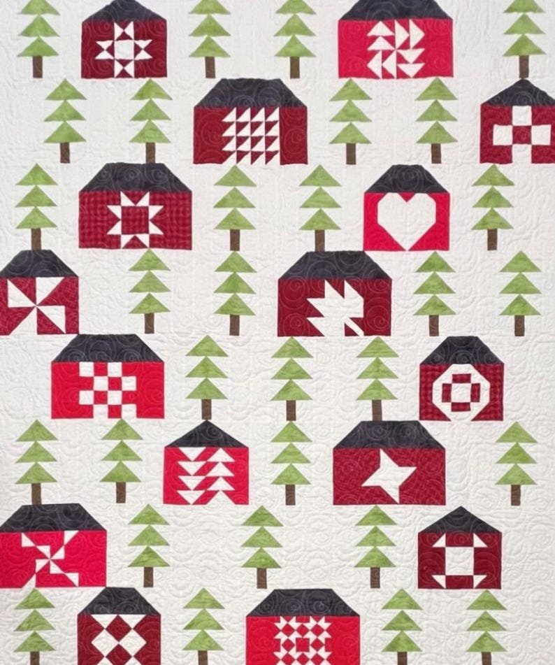 Winter Cabins Quilt Pattern: Easy Christmas Farmhouse Quilt (PDF) - Etsy