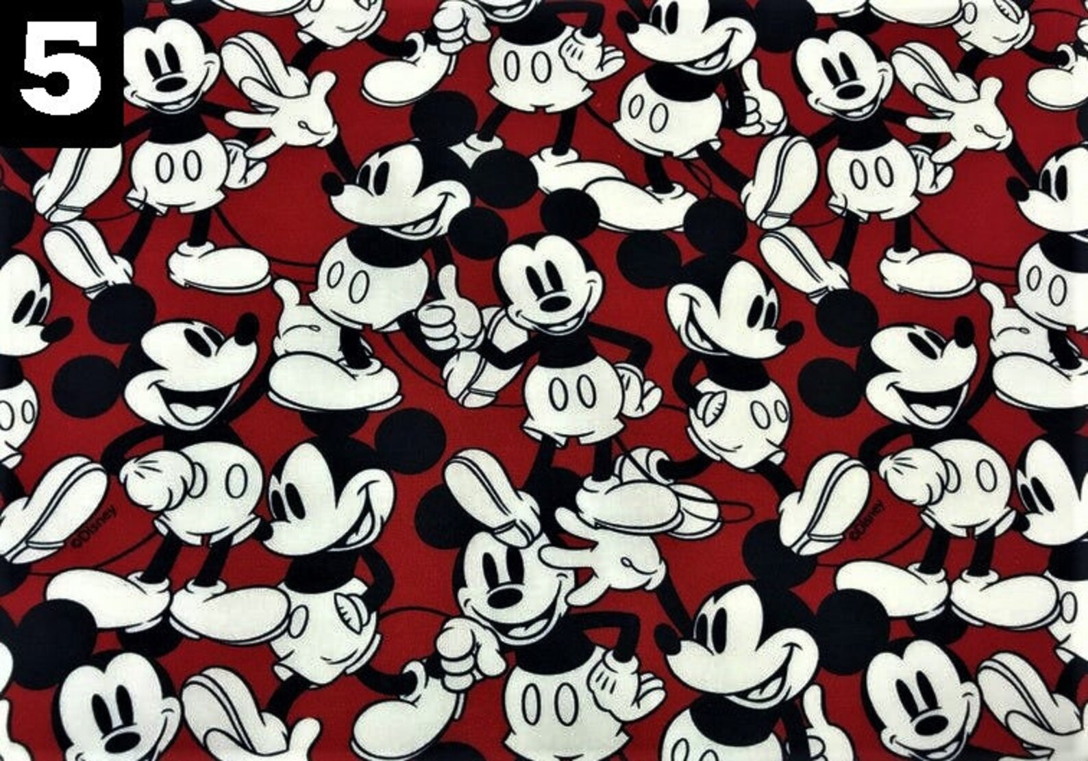 Mickey Mouse Printed Cotton Fabric By The Yard | Etsy