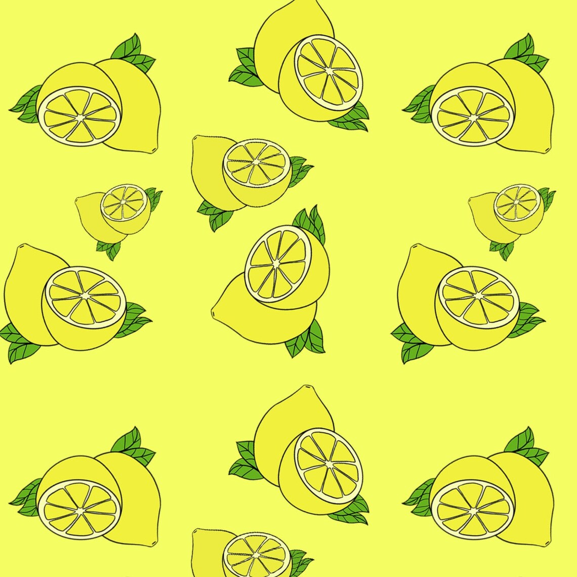 Lemon Printed Cotton Fabric By The Yard Etsy