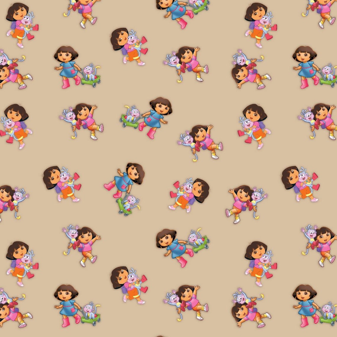Cute Dora Printed Cotton Fabric By The Yard Etsy