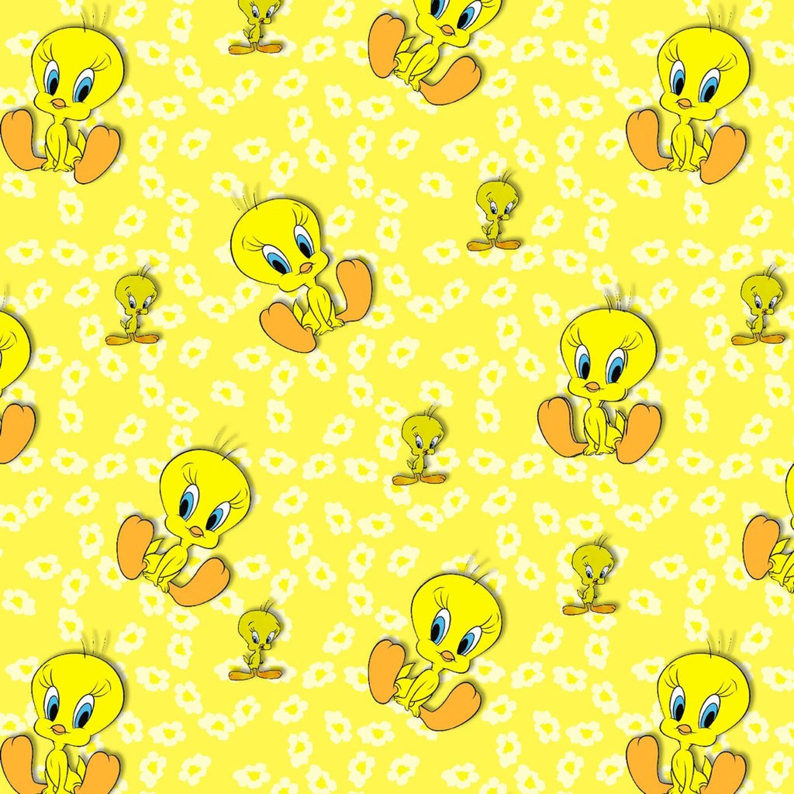 Cute Tweety Printed Cotton Fabric By The Yard | Etsy