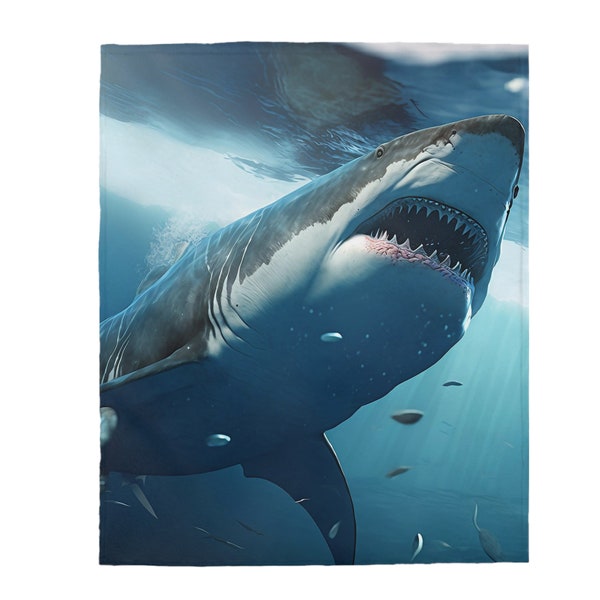 Vivid Shark Blanket, Comfy Plush Blanket, Great for Kids or Adults! Shark gift, Gift for Him/Her - Super Soft Plush animal blanket