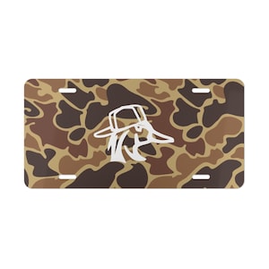 Vintage Old School Camo Redneck Duck Car Tag, Truck Tag, Gifts for Him, Hunting