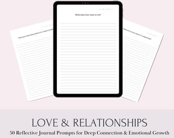 Prompted Journal "Love & Relationships" - 50 Daily Guided Pages with Journaling Prompts for Deep Connection | Digital - Printable Files