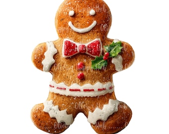 Watercolor Gingerbread Man Christmas Clipart Bundle (12 PNGs)