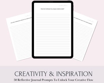 Prompted Journal "Creativity & Inspiration" - 50 Daily Guided Pages with Journaling Prompts to Unlock your Creativity | Digital Printable