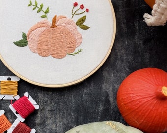 Pumpkin handmade embroidery hoop art