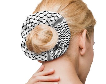 Keffiyeh Scrunchie, Keffiyeh Haargummi, Keffiyeh Muster, Palästinensisches Muster, Palästinensische Hatta Accessories, Keffiyeh Recycled Scrunchie